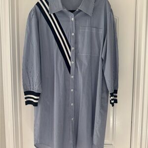 Oh Blue and Black Striped Men's Casual Shirt